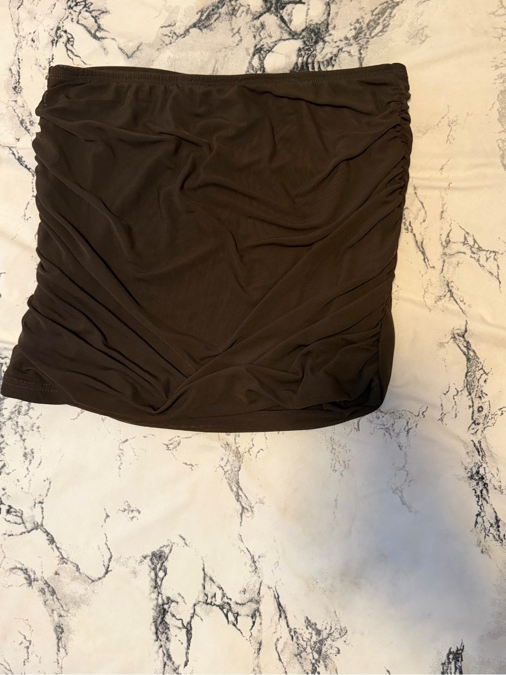 Women's Brown Ruched Mini Skirt